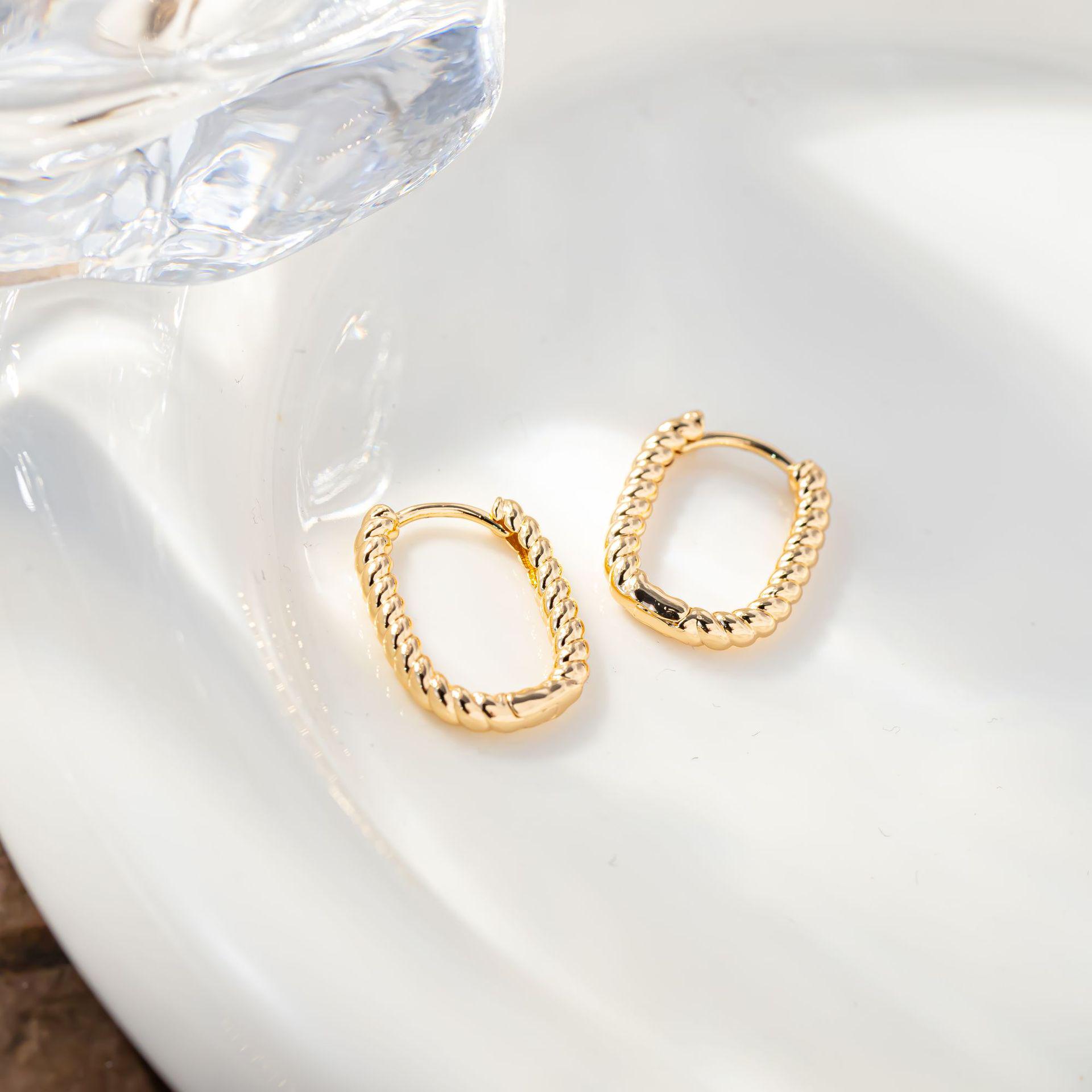 Geometric Twist French Ear Hoop: Simple, High-End Women s Earring 10x14mm