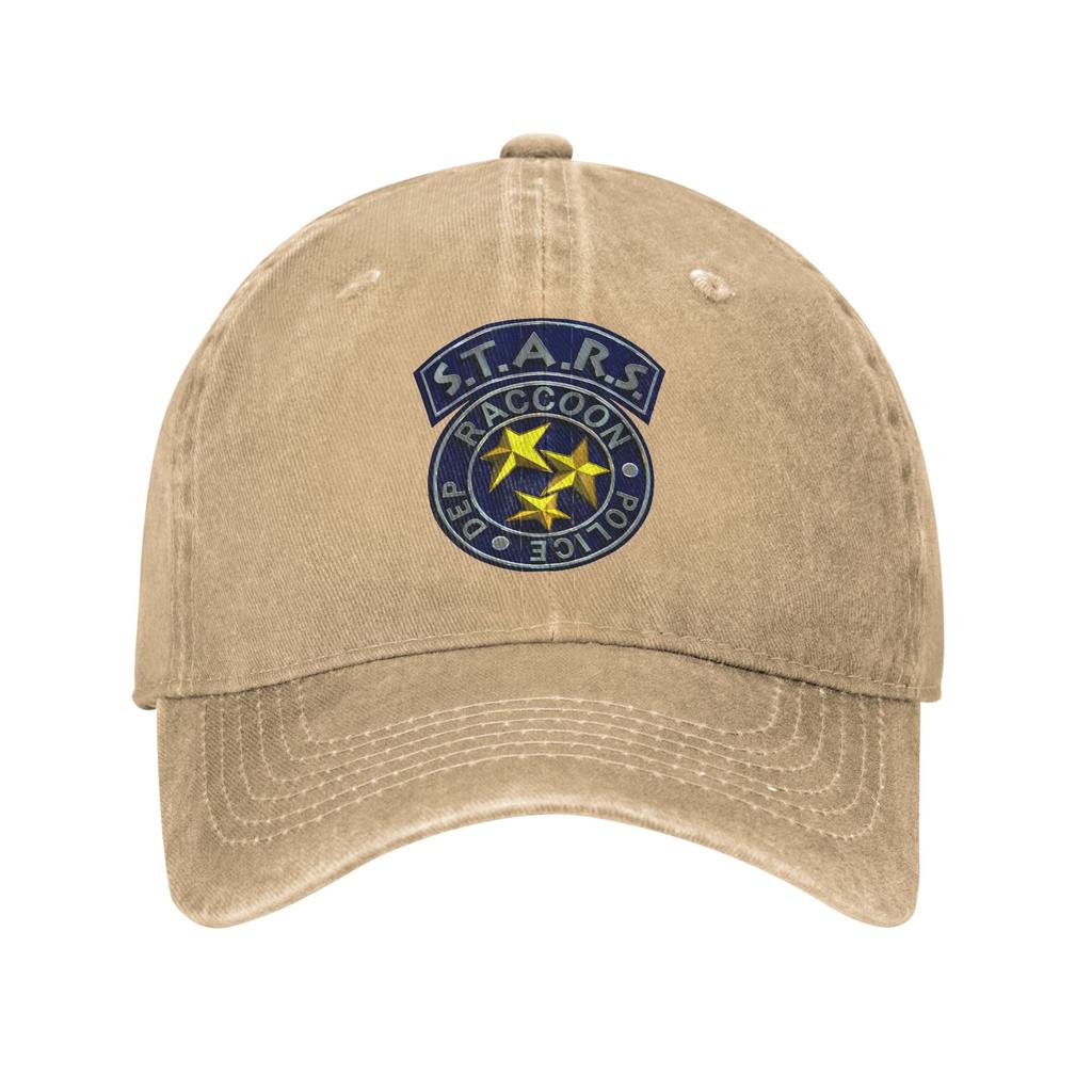 STARS Waschbär Polizeipräsidium R.P.D. Baseballkappe Used Denim Gewaschen Kopfbedeckung für Männer Frauen Unstrukturiert Weiche Hüte Kappe