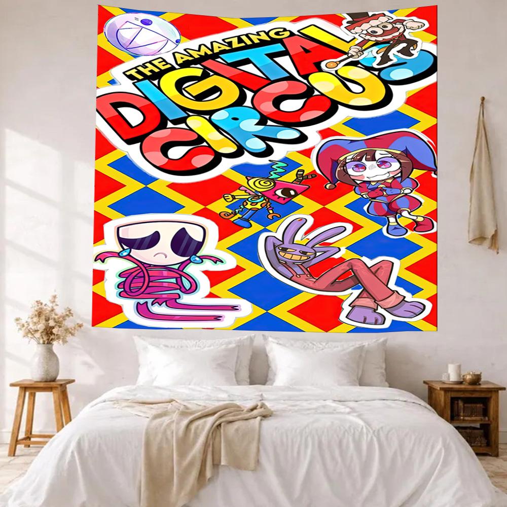 Digital Circus Wall Decor Tapestry Art For Pet Memorial Birthdaywedding Party Backdrop Family Gift