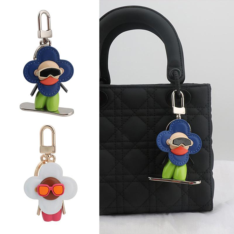 Sweet Cool Flower Doll Keychain Creative Snowboarding Pendant Keyring  Bag Charm Key Hanging Decoration Gifts