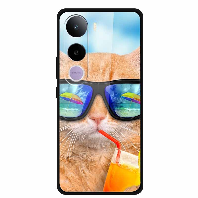 For Vivo Y400 5G Case Y 400 6.67" Animal Wolf Lion Tempered Glass Hard Back Cover For Vivo Y400 2025 Phone Cases Soft Bumper Bag