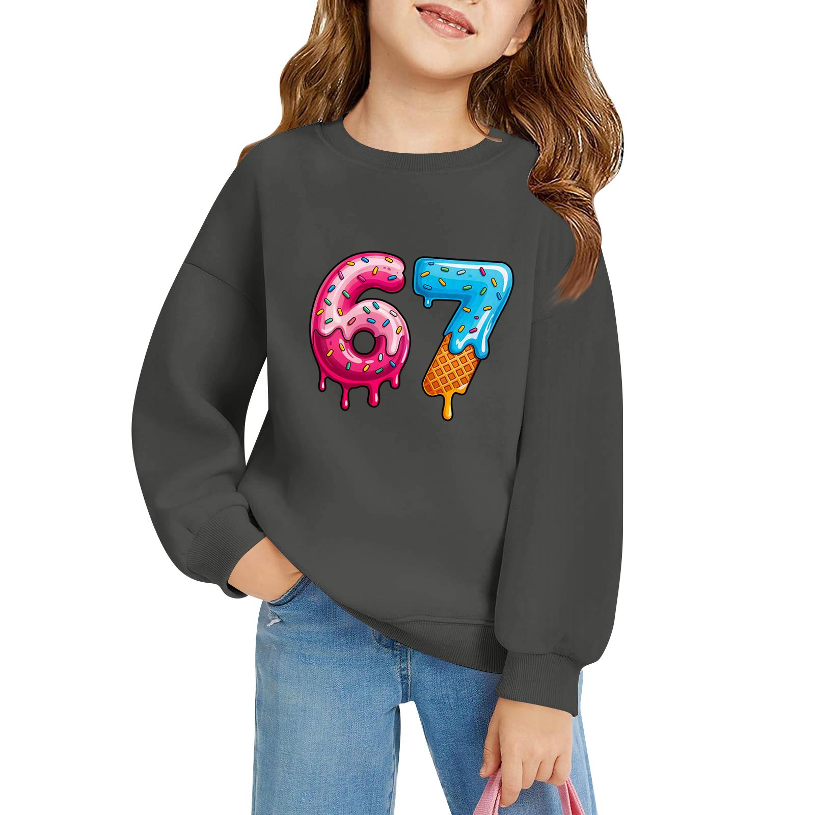 

Детский пуловер свободного кроя с длинным рукавом, с принтом букв и круглым вырезом 120