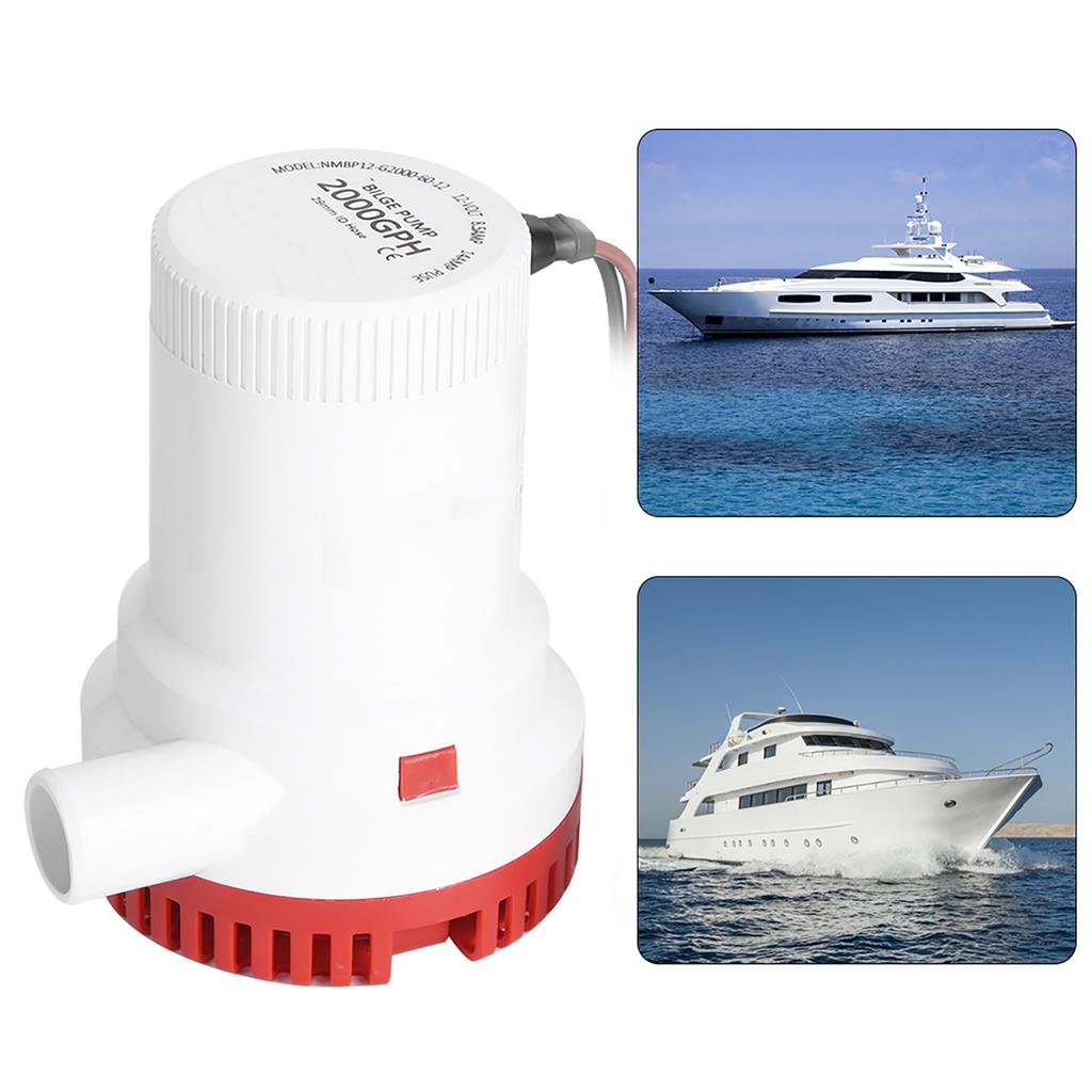 2000GPH Electric Bilge Pump Boat Water Discharge Pump Marine Ignition Protected 12V
