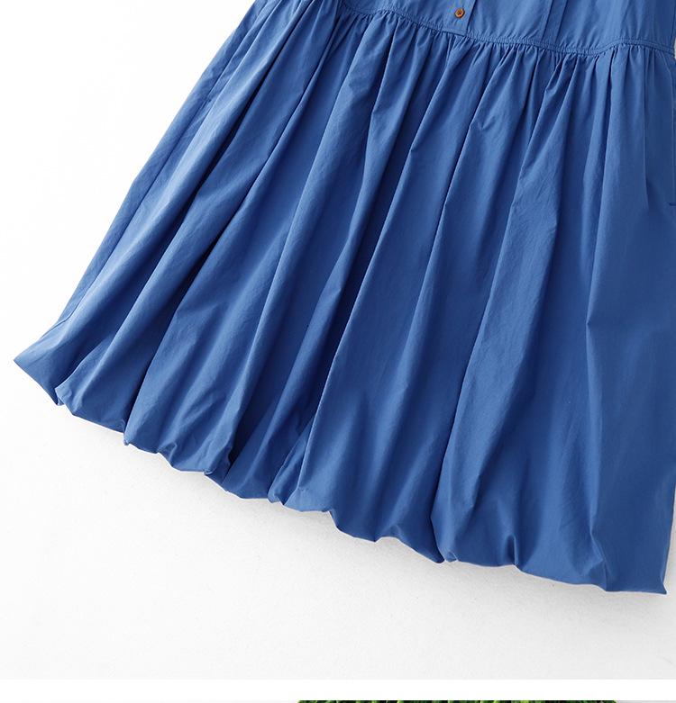 Women's Casual Japanese Blue Sleeveless Lantern Dress