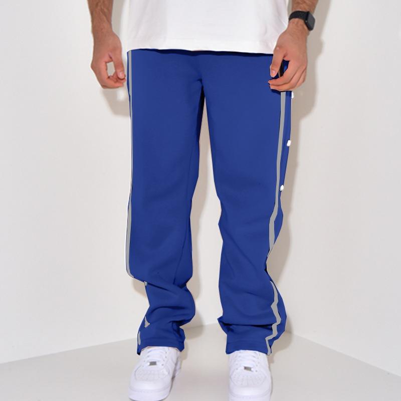 Men's Loose Fit Straight Button Athletic Pants Solid Color Long Pants Casual Pants