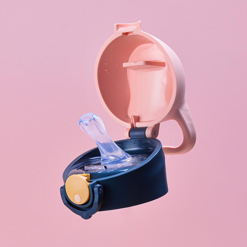 Children's Stainless Steel Insulated Straw Cup - Cute Cartoon Design for Kindergarten and Student Use