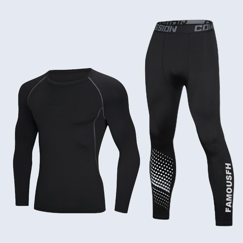 Ensemble Thermique de Compression Hivernal: Couche de base hautement élastique, à séchage rapide et chaude pour le sport et le fitness
