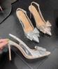 Thin Heel Pointed Head Bag Head Autumn Bride Shoes Fashion Rhinestone Bridesmaid High Heels Sandals New Crystal Wedding Shoes