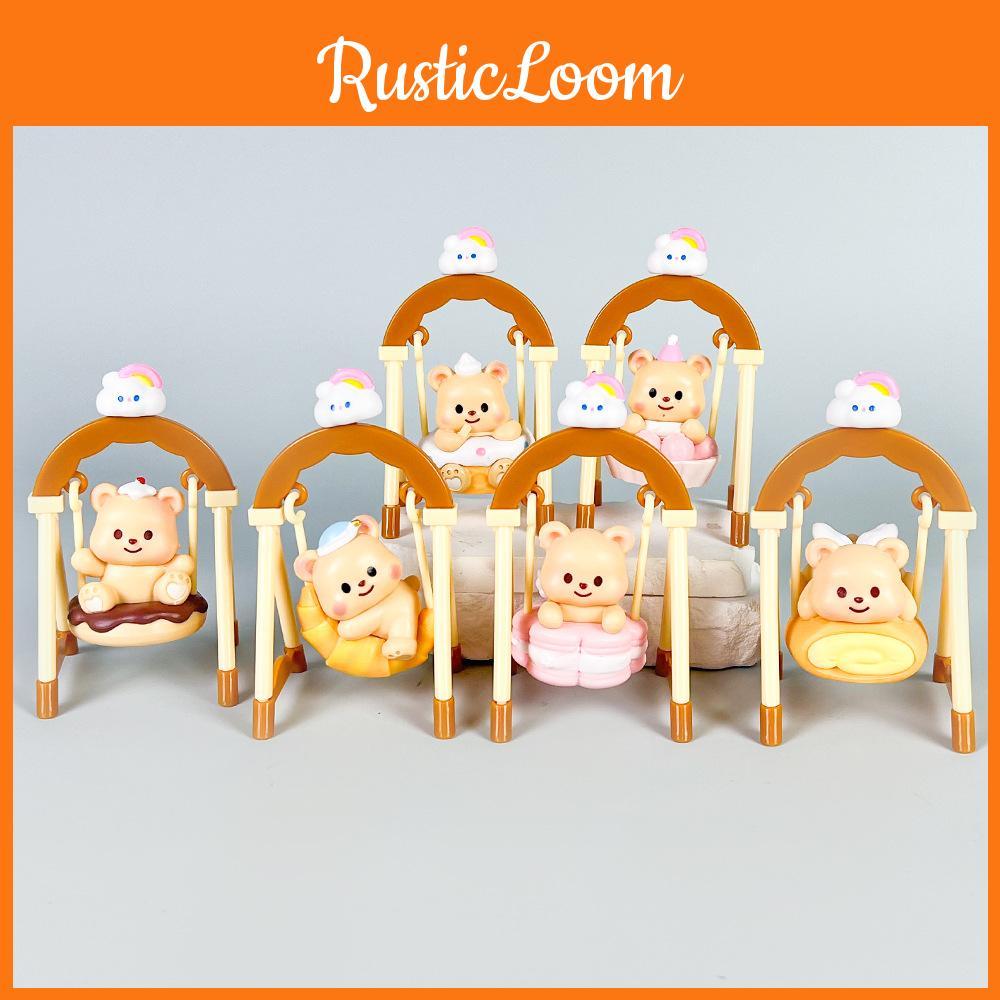 Butter Yellow Bear Swing Action Figure With Pvc Material For Gift And Collection