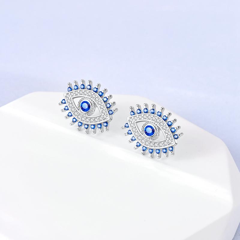 925 Sterling Silver Turkey's Evil Eye Zircon Stud Earrings For Women Party Jewelry Birthday Gift