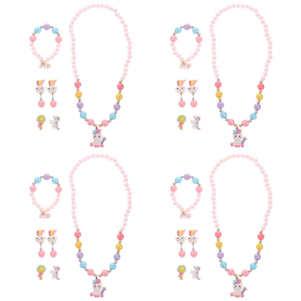 4 Sets Kids Jewellery Girl Pearl Jewelry Necklace For Children'S