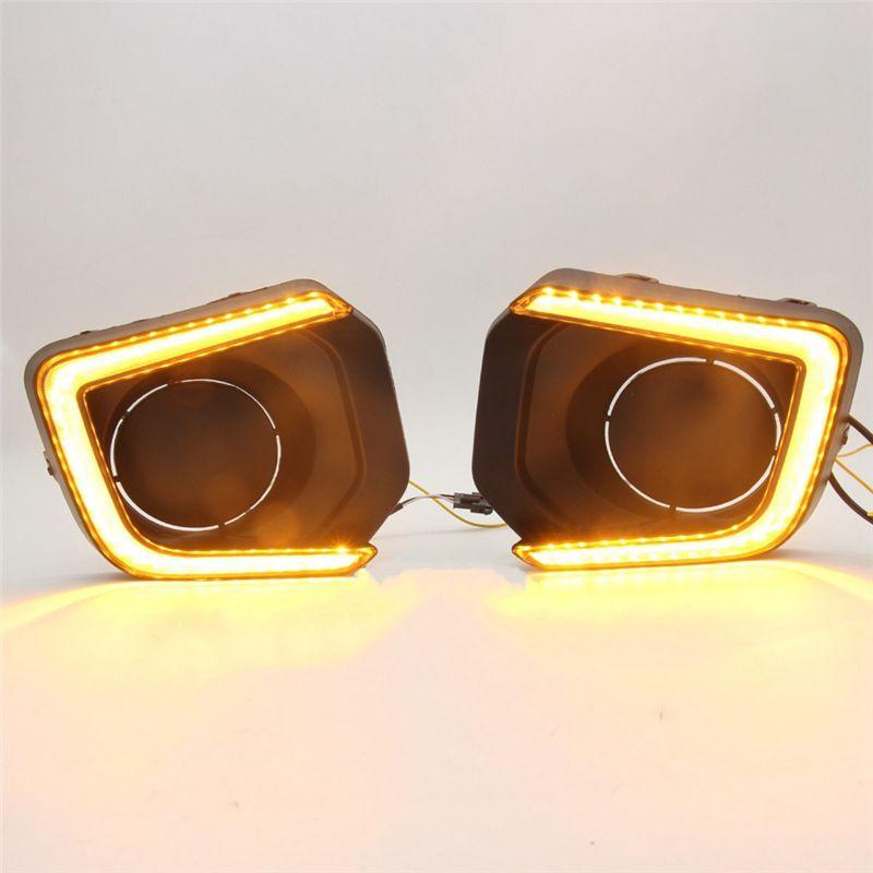 Powerful LED Daytime Running Lights For Toyota Tacoma 2016- DRL Turn Signal Fog Lamps, White+Amber Light