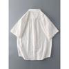 Japanese Style White Jacquard Short Sleeve Casual Export Linen