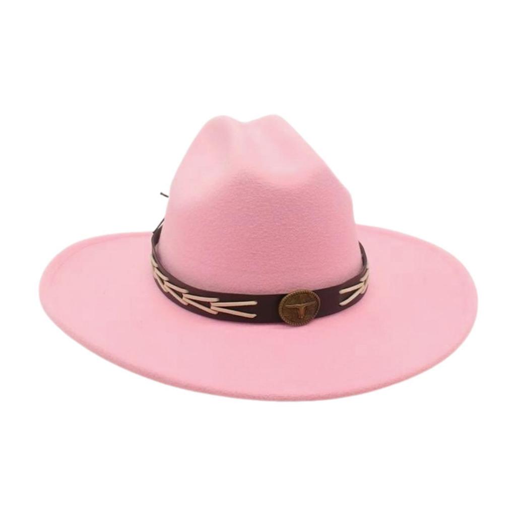 Ladies Shopping Concave Shape Internet Celebrity Top Hat New Fashion Simple Cowboy Hat One Word Top Wide Brim Woolen Jazz Hat