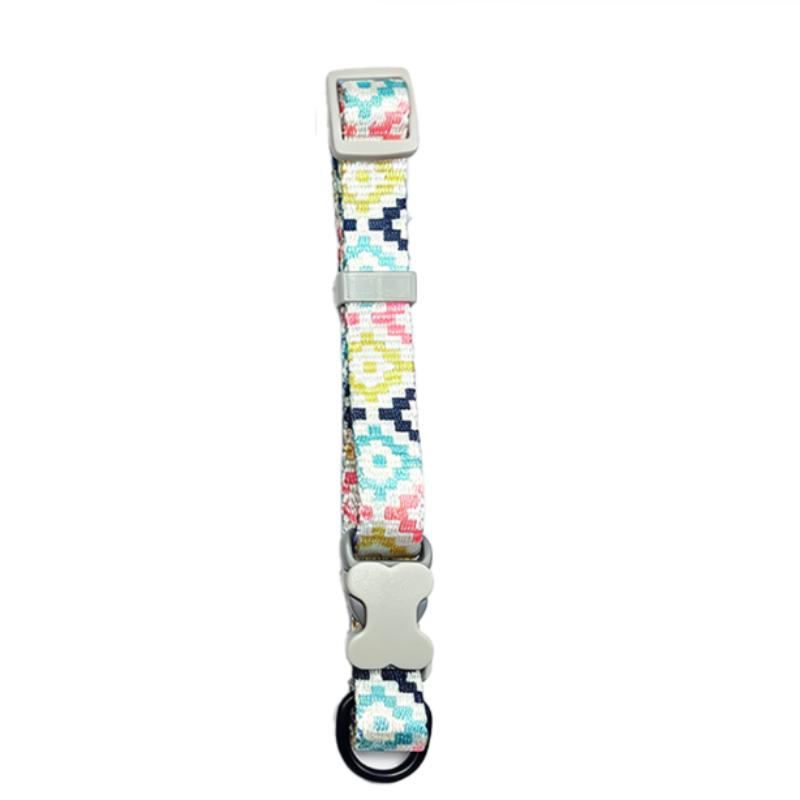 

Colorful Printed Adjustable Pet Collar with Leash Set Small to Medium Dogs Metal D-Ring Cat And Dog Accessories