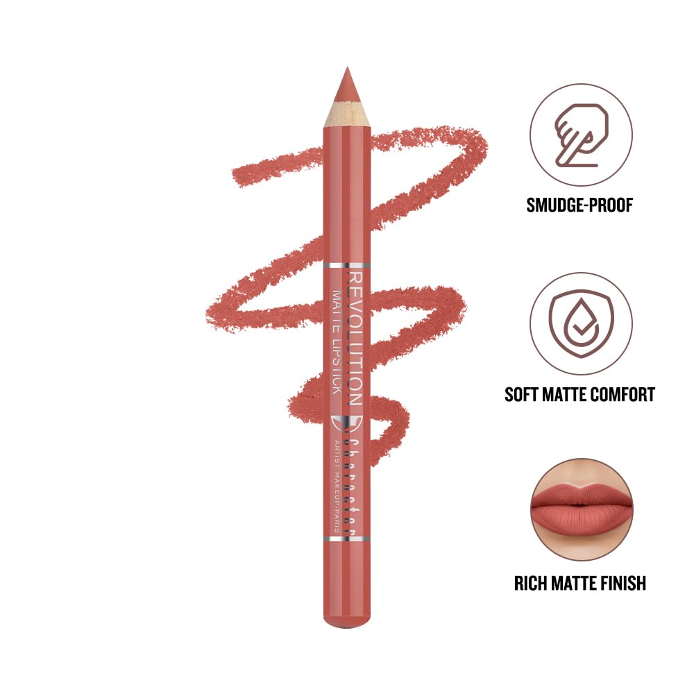 Character Revolution Matte Lipstick | Intense Pigment, Long-Lasting & Smooth Finish | Non-Drying Comfortable Wear (Lipstix - RL012, Revolution Ma