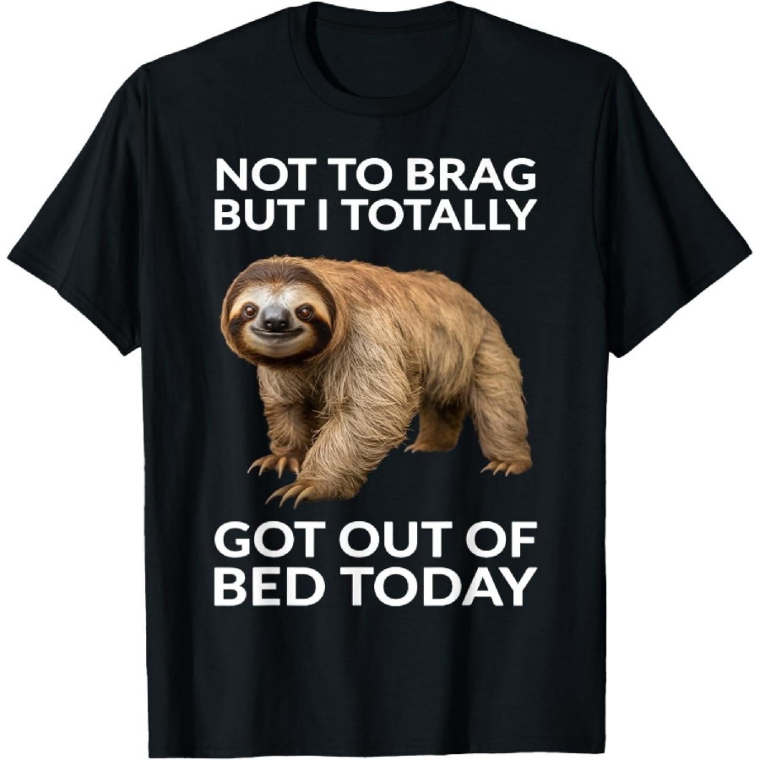 Не Быстрый Не Яростный Встал с кровати Милый Ленивец Смешные Мемы Футболка S