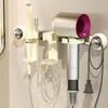 Plastic Suction Cup Hair Dryer Holder Movable Wall Mounted Curling Iron Holder Large Capacity Space Saving Toilet Blower Holder