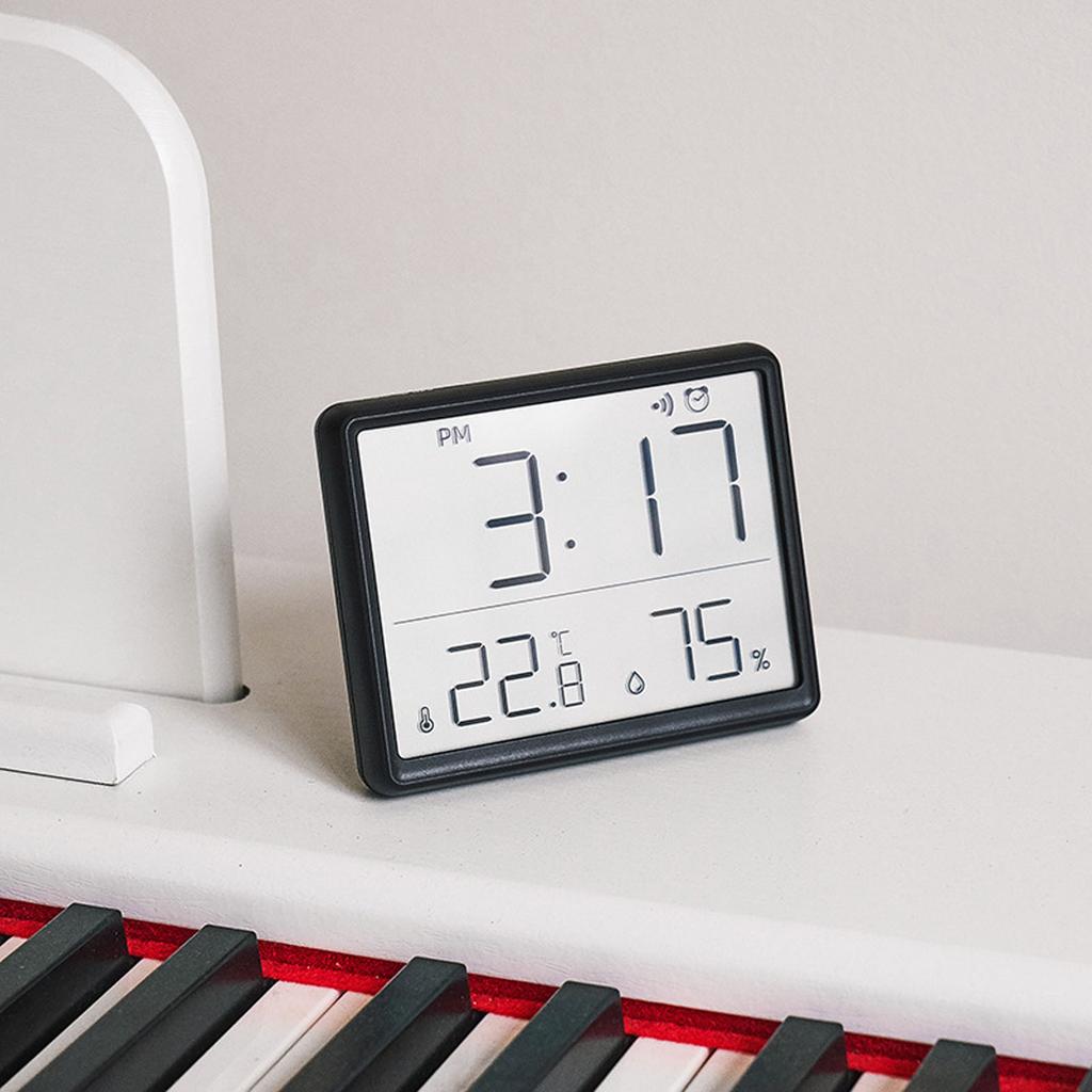 Digital Alarm Clock LCD Screen Temperature Humidity Time Display Electronic Clock for Home Bedroom  