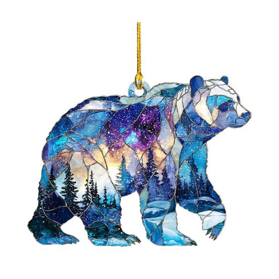 

1/2/3/4/5 шт. Рождественское акриловое украшение в виде белого медведя для подвешивания, для зеркала заднего вида автомобиля, для рождественской елки, 2D плоский витражный медведь, подвесное украшение, праздничная вечеринка 1pc синий