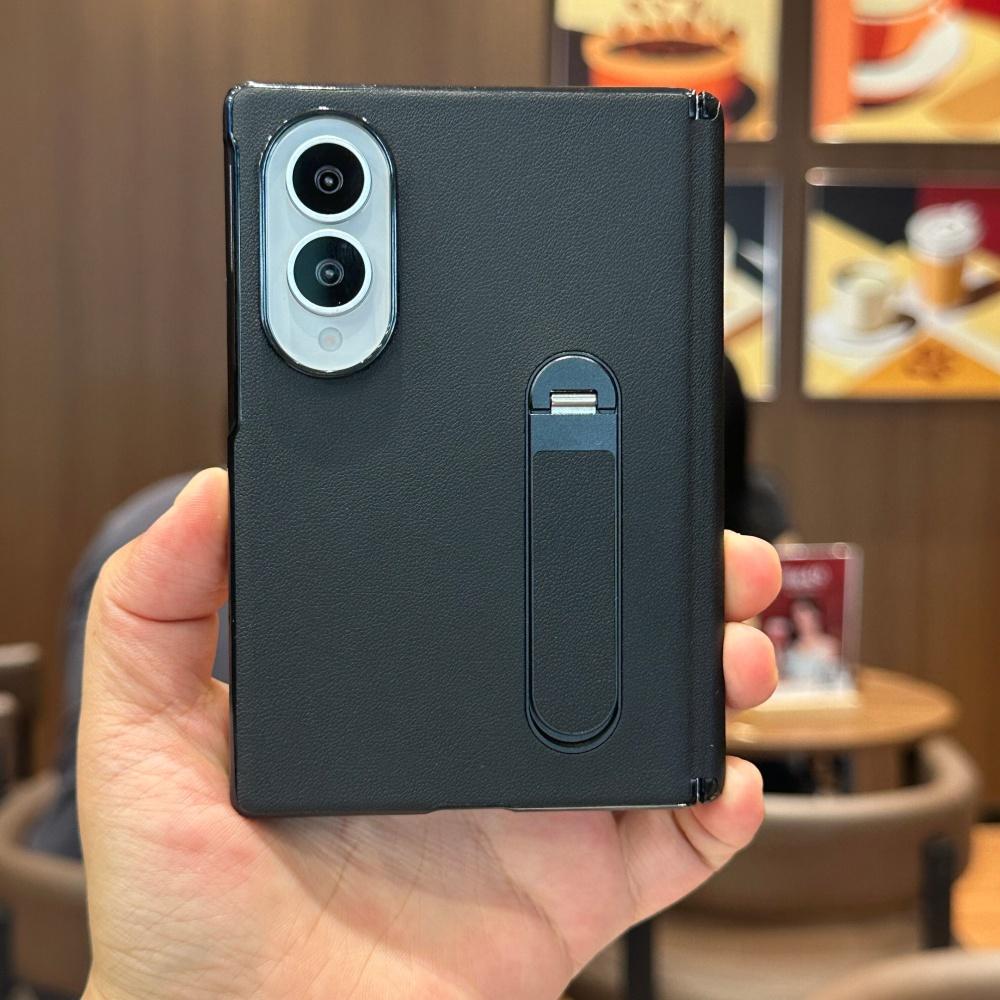 Matte Leather Fold Stand Holder Phone Case For Samsung Galaxy ZFold 8 Hinge Tempered Glass Screen Protector Shockproof Cover