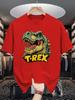 Vintage Dino T Rex Head Letter Print Unisexs Crew Neck Short Sleeve T Shirt Retro Animal Graphic Casual Cotton Daily Street Tops