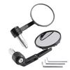 CNC Aluminium Carbon Black 3" Round Bar End Mirror Set 7/8" 1" Universal Fit