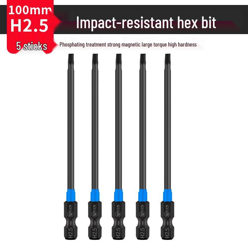 Extended S2 Air Pneumatic Screwdriver Hex Bit Set - Strong Magnetic, Super Hard, Non-slip