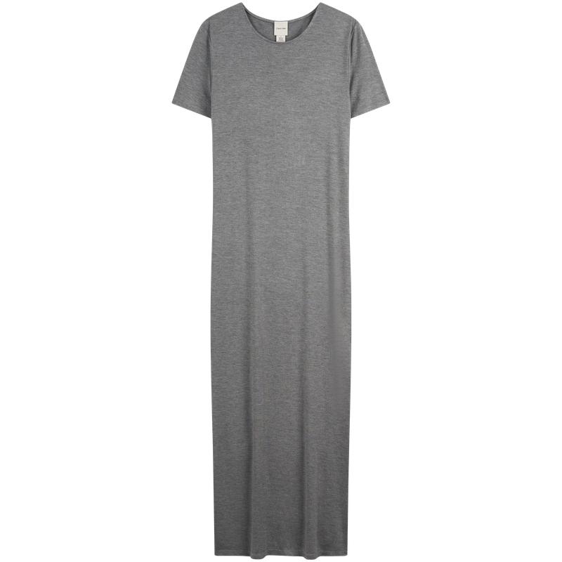 

Calvin Klein Casual Commuter Split Neck Round Collar Knit Long Dress Short Sleeve Dress Women dresses 44B272G XXS