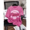 California Oakland Letter Prints Washed T-Shirts Men'S Oversize Cotton T Shirts Summer O-Neck Distressed Tops Men Clothes