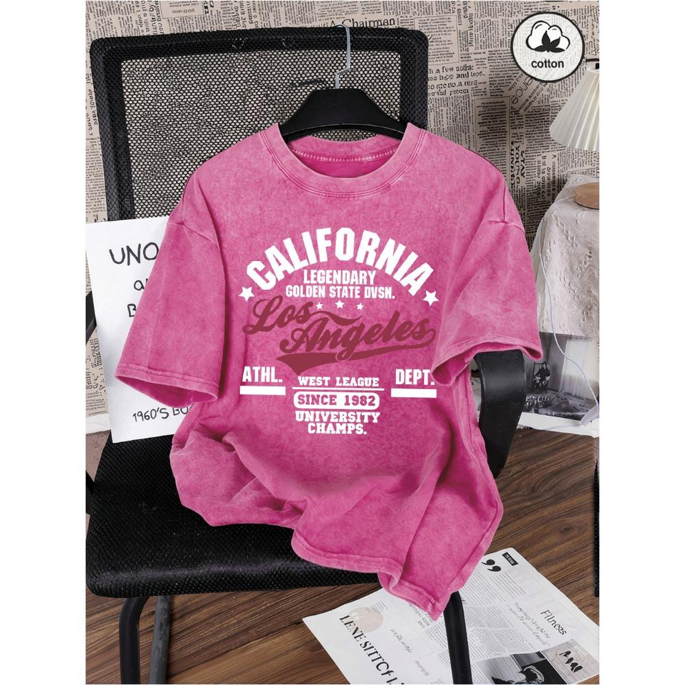 California Oakland Letter Prints Washed T-Shirts Men'S Oversize Cotton T Shirts Summer O-Neck Distressed Tops Men Clothes