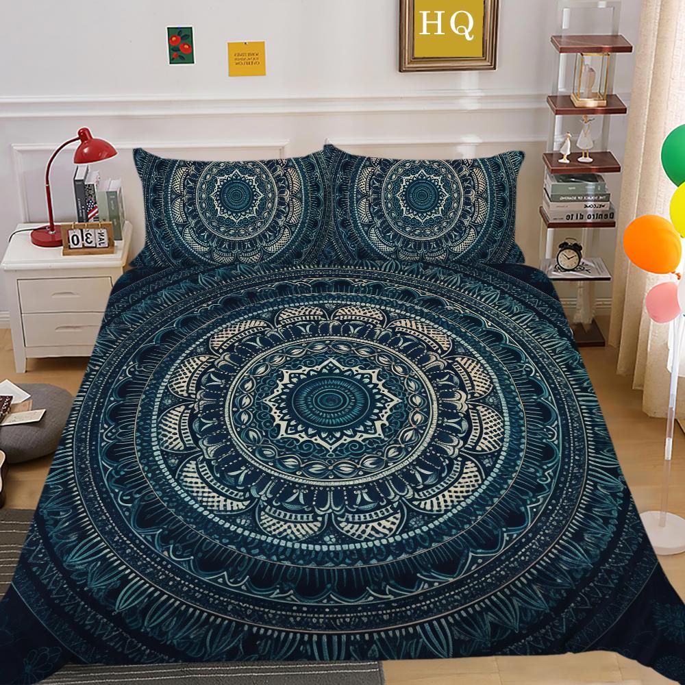 3D Datura Bedding Set Indian Style Duvet Cover 2/3pcs UK/US/AU/DE/UE Full Size Super Big Bed Room Washable Soft and Quick Drying Home Decoration