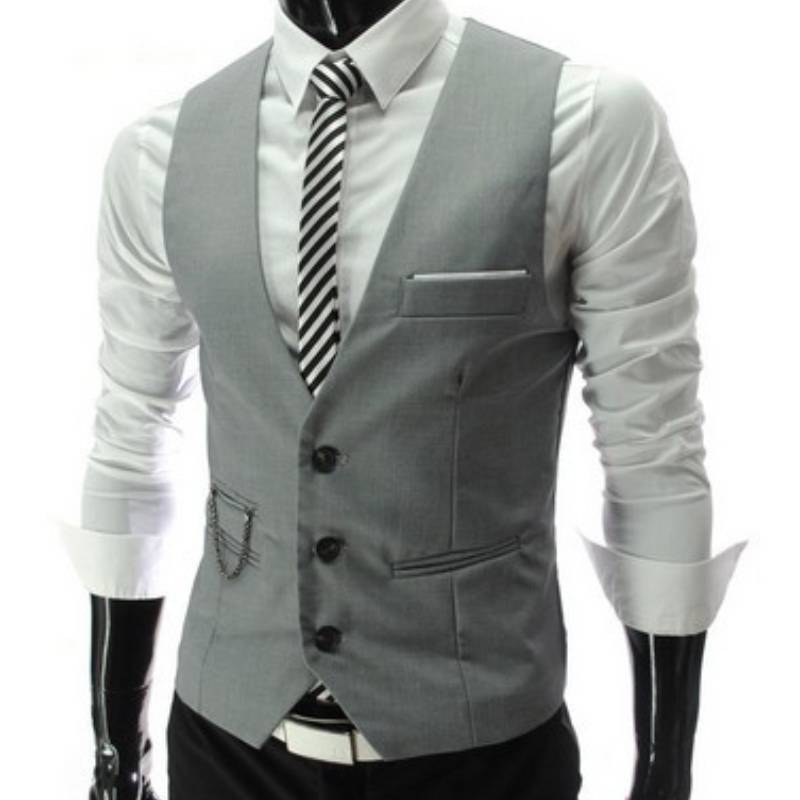 Mens Slim Fit British Style Vest With Polyester Fabric For Casual And Wedding Use