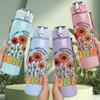 1PC Floral Mama Wildflower Design 750ml Color Plastic Sports Water Bottle Leakproof Flip Straw Lid Suitable for Sports Office Home Use