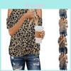 Elegante T-shirt da Donna con Stampa Leopardata e Design Cold Shoulder Perfetta per l'Estate
