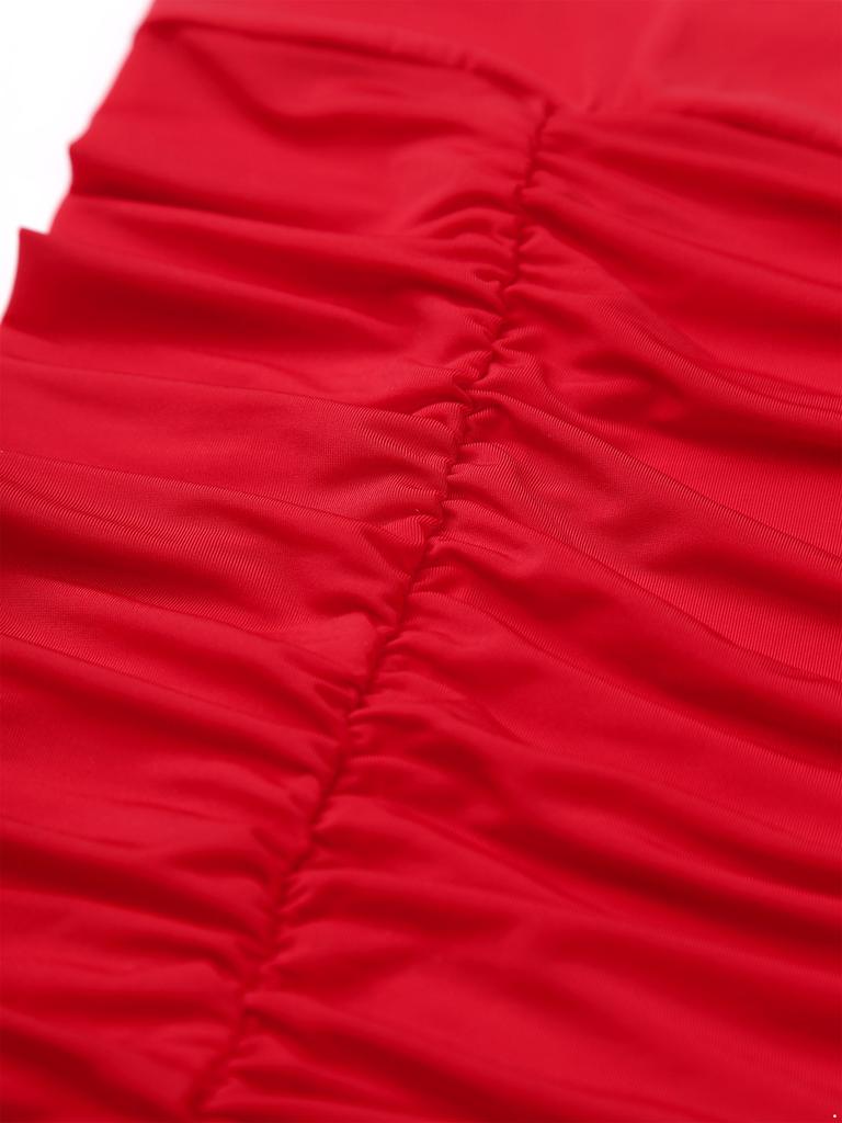 Womens Bodycon Mini Skirt Ruched Elastic Bands Semi Sheer Hip Wrap Lingerie Skirt