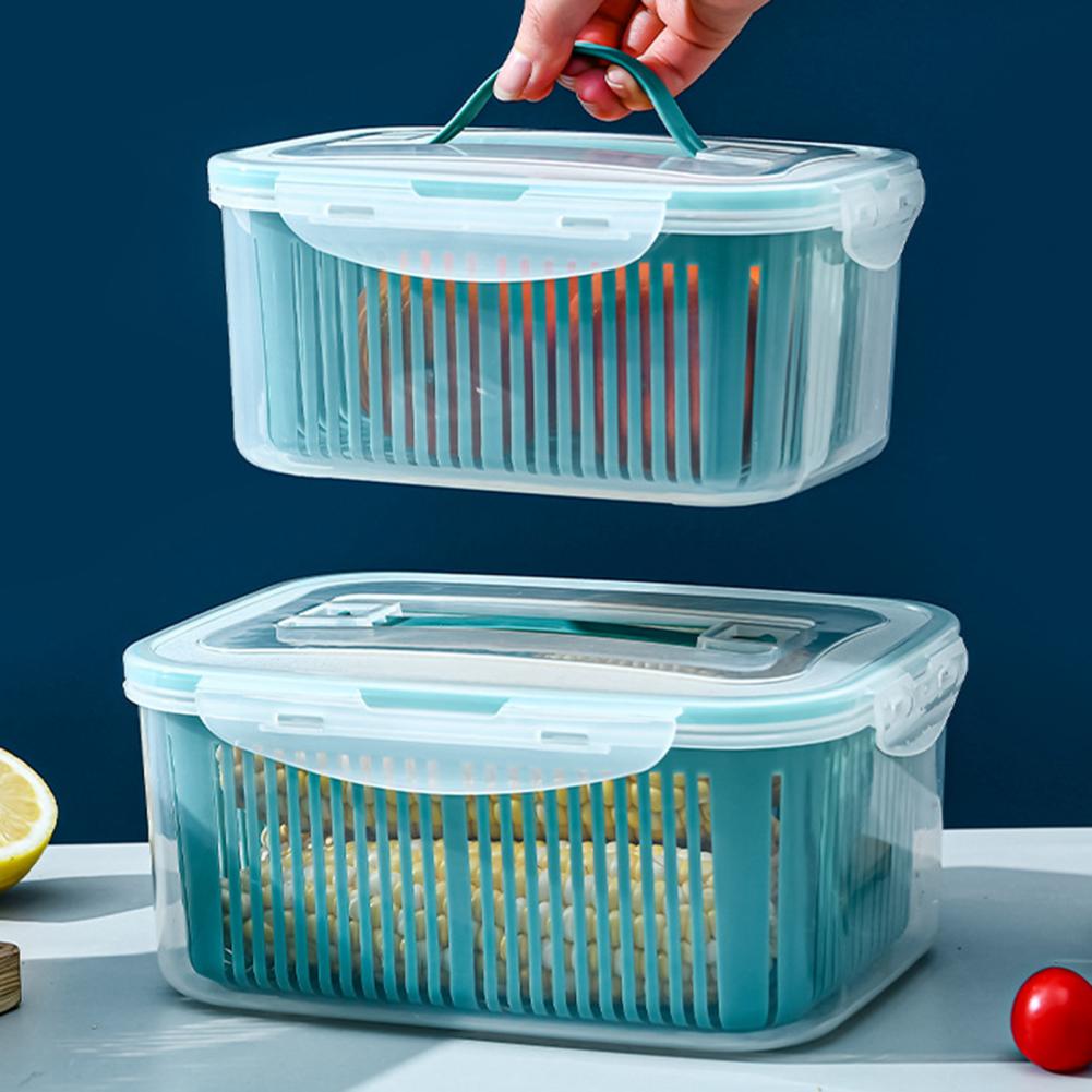 Kühlschrank-Aufbewahrungsbox, Gefrierschrank, Kühlschrank-Organizer, Aufbewahrungsbehälter für frisches Gemüse, Obst, Abflusskorb, Speisekammer, Küchen-Organizer