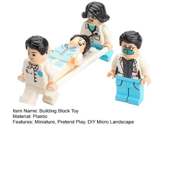 Mini Medical Scene Figures Set with Patient Nurse Doctor And Equipment Miniature Building Block Set for Pretend Play DIY Micro Landscape