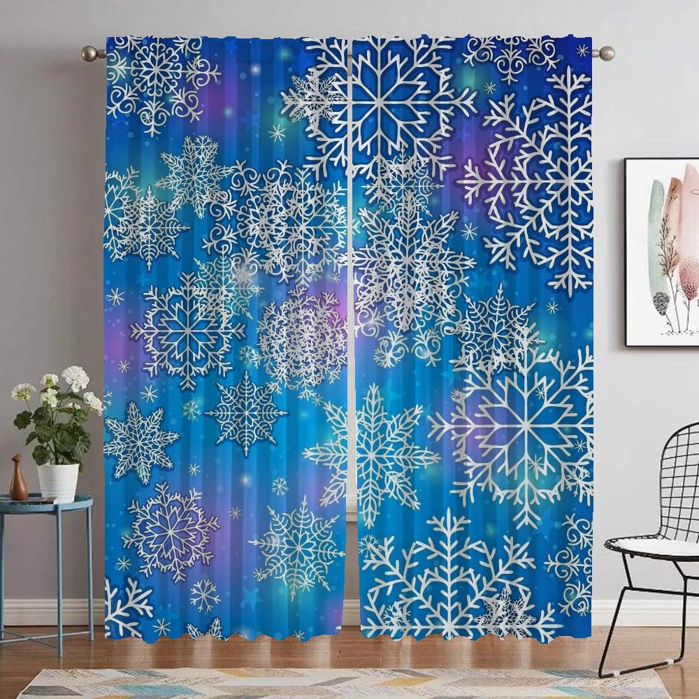 Vánoční odstíny Vločka Moderní obývací pokoj Závěsy 2 kusy Zatemňovací závěs do pokoje 2 panely Halloweenská dekorace Dělící stěna