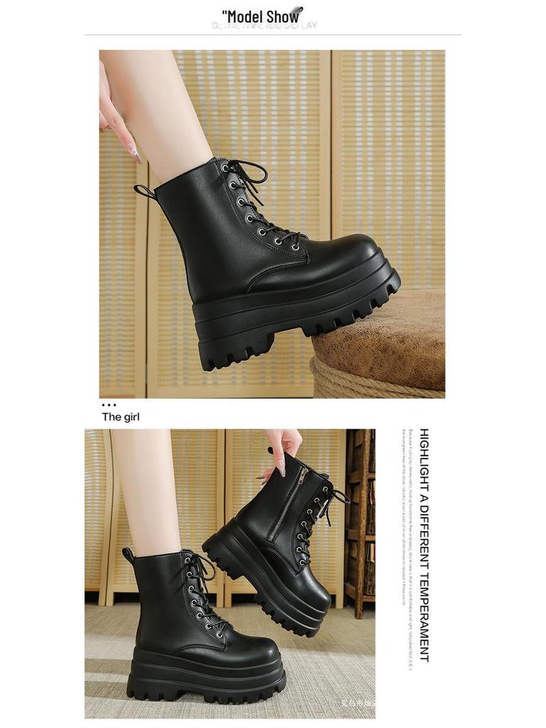 Anime Cosplay Dames Mid-Calf Martin Laarzen - 15cm Hoogte-Verhogend, Dikke Zool, Korte Stijl, Grote Maten Beschikbaar.