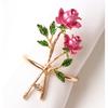 4PCS Simulation Eucalyptus Flowers Napkin Buckle, Pink Rose Napkin Rings, Festival Wedding Party Holiday Table Decoration