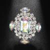 Stonefans Colorful Crystal Exaggerated Rings Lady Finger Accessories Ins Fashion Square Rhinestone Open Ring Adjustable Jewelry