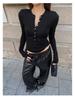 Women's Slim Fit Faux Cashmere Henley Top - Autumn/Winter Long Sleeve