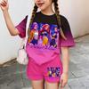 Kids Casual Short Sleeve T-Shirt and Shorts Set Graphic Printed Comfortable Lightweight Summer Outfit for Girls