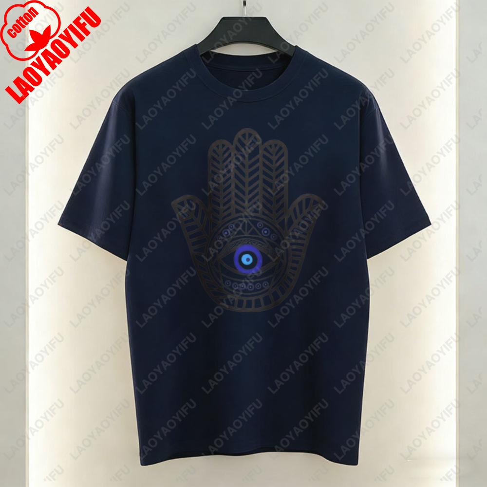 Hamsa Hand Evil Eye Women TShirt Boho Protection Graphic Tops Luck Casual Style Cotton Tee Vintage Classics Clothes for Women