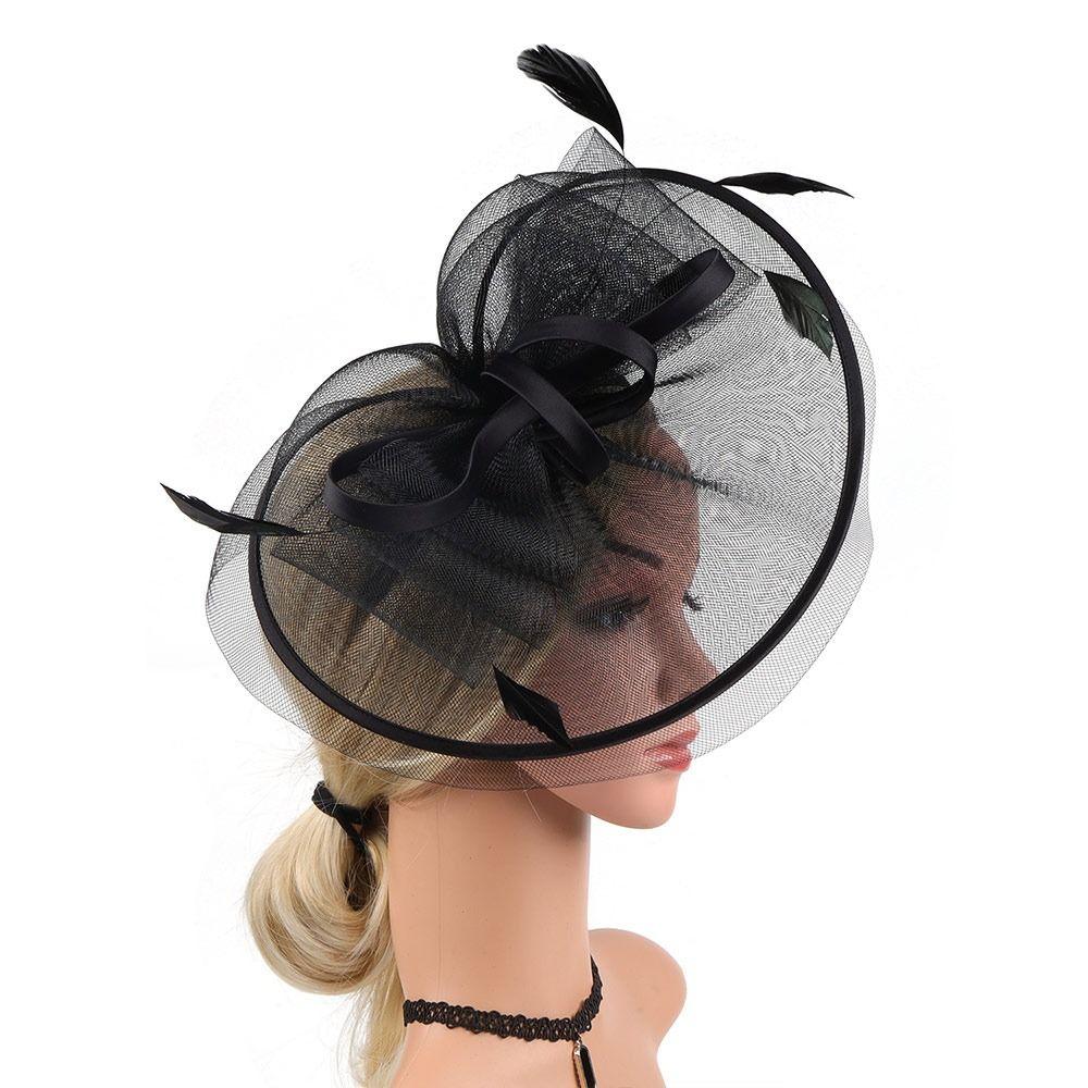 Mesh Fascinators Hats Feather Hair Clip Vintage Tea Party Hats