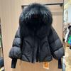 European Station Winter New Real Fur Big Fur Collar Goose Down Jacket Women's Loose Thickened Fashion Coat