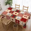 Independence Day Flower Wreath Waterproof Rectangular Tablecloth Red Blue Flower Star USA Flag Tables Cover for Dinner Kitchen