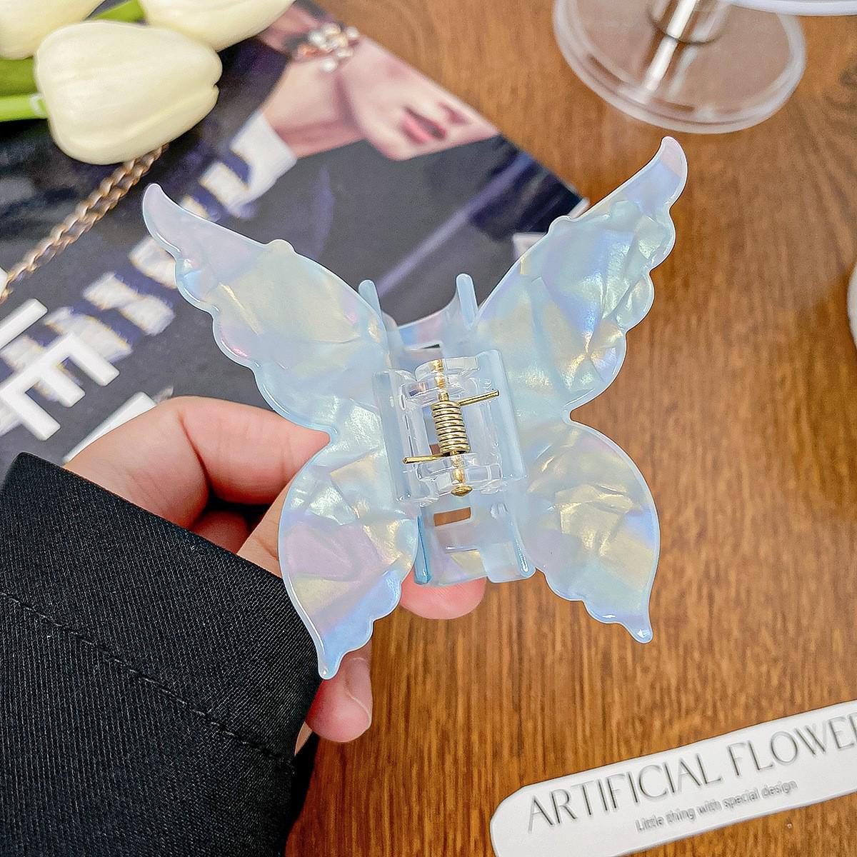 

Iridescent Mermaid Shark Clip: Large Korean Acetate Hair Claw for Women s Updo