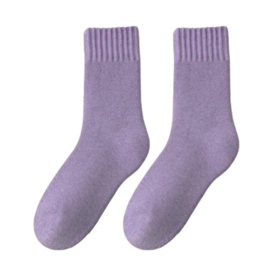 Thickened Fleece Lined Crew Socks Women Winter Socks, Solid Color Mid Calf Thermal Warm Casual for Home Use Cold Weather, Soft Hosiery Daily